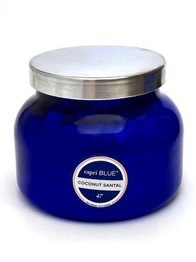 Anthropologie Capri Blue *EMPTY* 19 Oz BLUE Signature Jar w/Lid *COCONUT SANTAL*